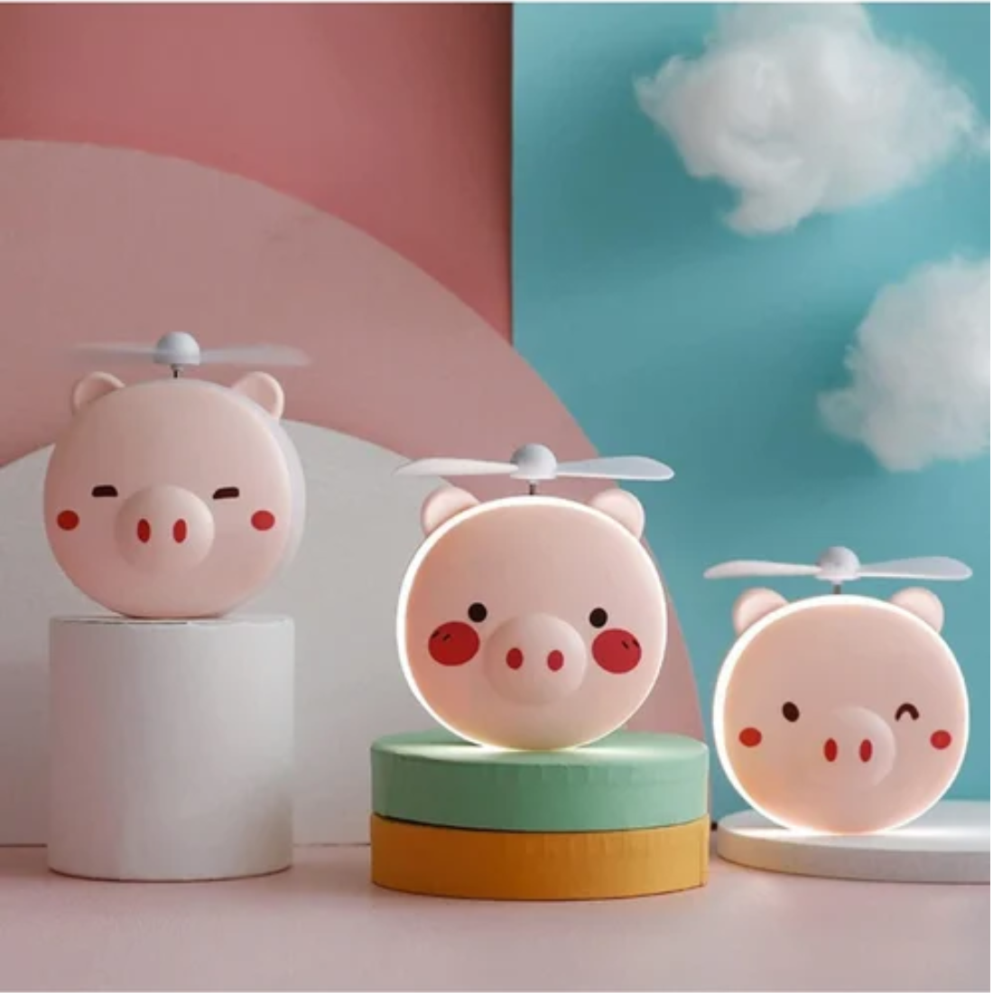 Mini mirror led light with fan