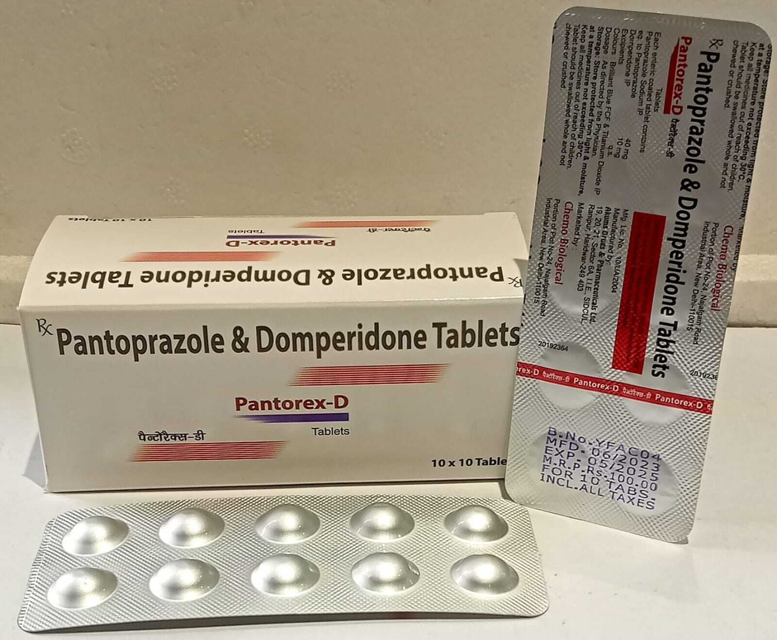 Pantoprazole sodium 40mg + domperidone 10mg Tablets