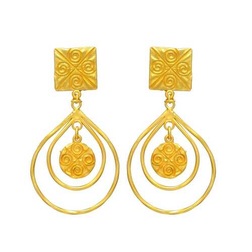 Gold Plated Modern Drop Earring set