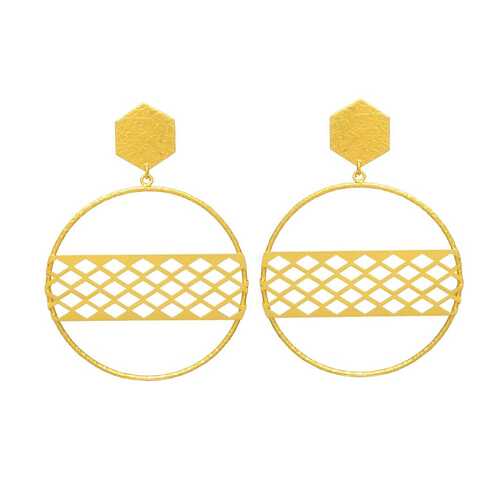 New ethnic wear round circular gold plated earring for woman and girls