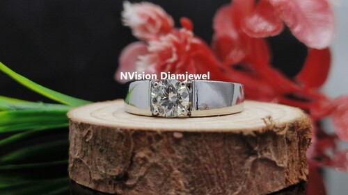 White Gold Mens Natural Diamond Solitaire Ring