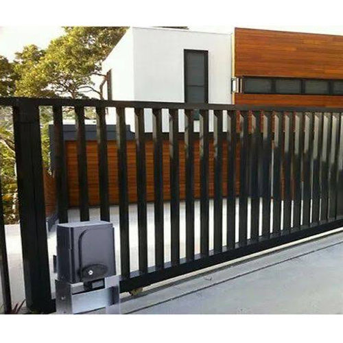 Black Electric Sliding Gate With Motor