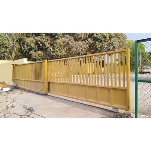 Yellow Office Automatic Sliding Gate With Motor