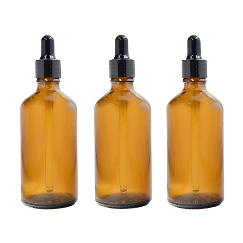 Amber Glass Dropper Bottle With 18mm Black Sleeve Black Tube