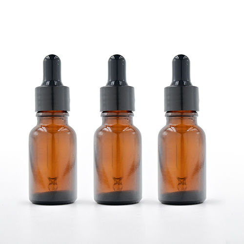 Amber Glass Dropper Bottle  With 18Mm Black Smooth Sleeve, Black Tube - Color: As Per Requirement