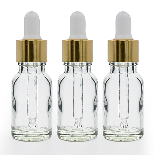 White Knurling Glass Dropper Bottle