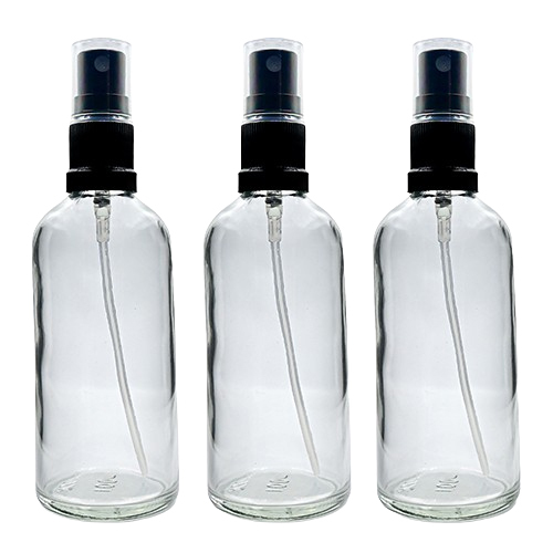 100ml Clear Glass Bottle With 18Mm Black Mist Sprayer