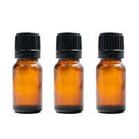 Amber Glass Bottle - 10ml Round, Customizable Color & Size | Engraving, Black Screw Cap, Tincture & Essential Oil Storage, Warranty Included