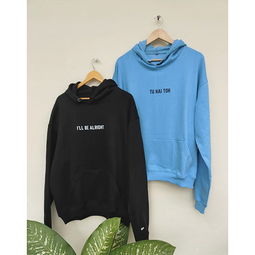 Sky Blue And Black Custom Matching Hoodies Set