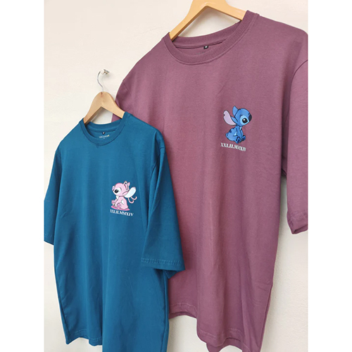 Teal Cherry Oversized Matching Tshirt Set