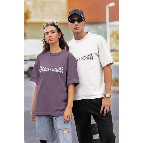 Different Available Plum And White Choose Kindness Couple T-Shirt