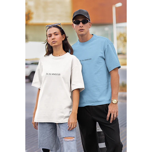 Blue And White Oversized Couple T-Shirt