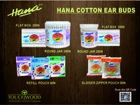 Hana Cotton Earbuds With Compostable Sticks - 100% Cotton, Large Size Tip, White Stick Color | Soft Texture, Eco-Friendly Design, 400 Tips Total