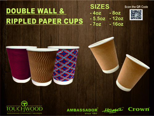 PAPER CUPS RIPPLED DOUBLEWALL SINGLEWALL