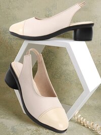 Ladies Hub Formal Heel Sandal - Faux Leather, Size 37-42 | Cream Color, Medium Heel, Water Resistant, Perfect For Party And Office Wear