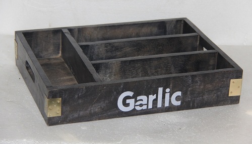 Wooden Cutlery Tray With Metal Strip