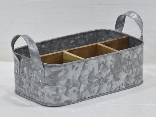 14 Inch Cutlery Holder With 3 Partition - Color: Grey