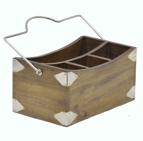 12 Inch Wooden Cutlery Holder With Original Finish