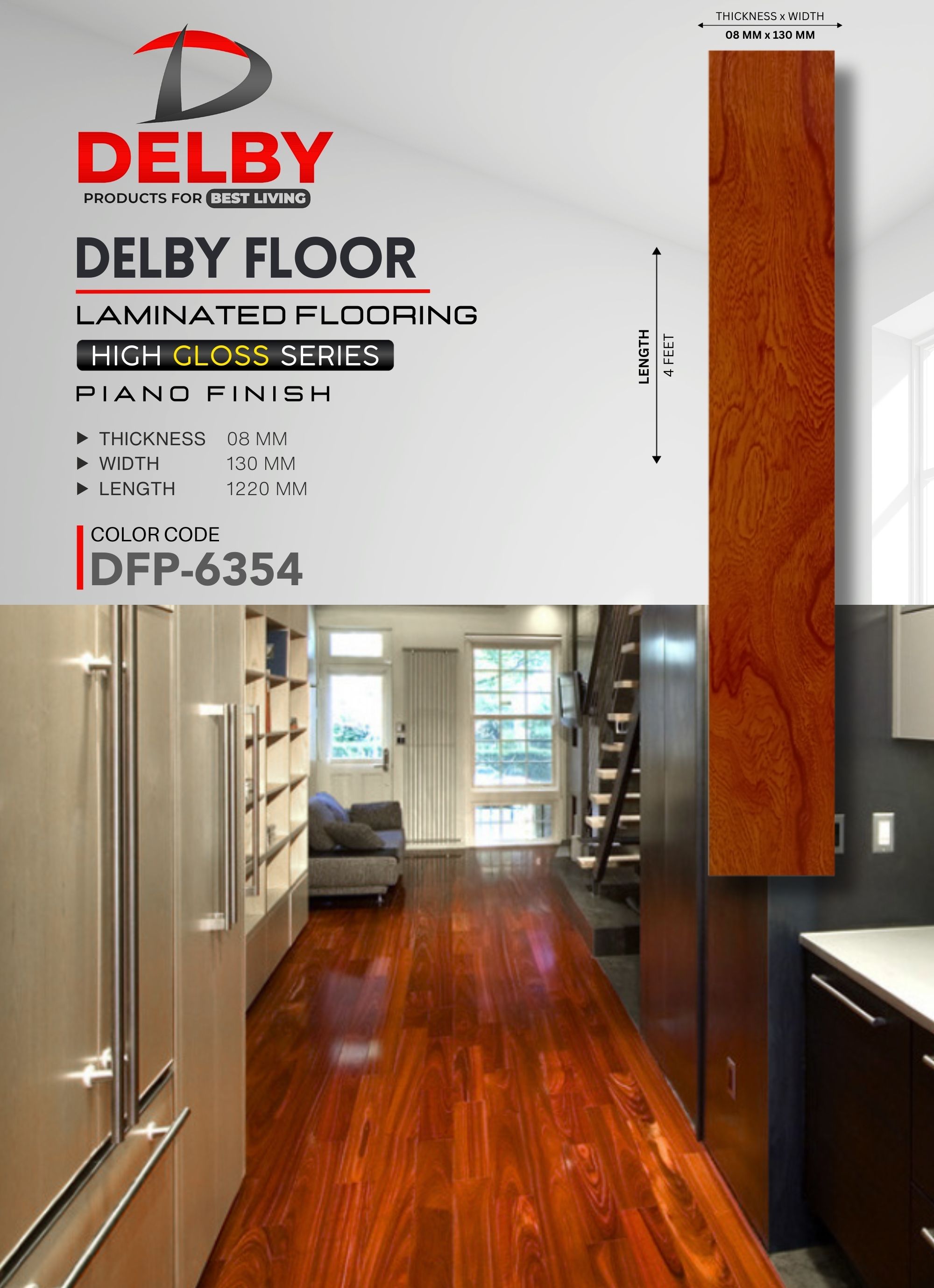 Delby's High Gloss & Piano Finish Laminate Flooring