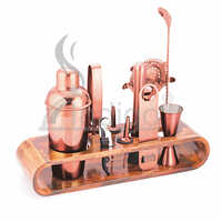 Copper Bar Tool Set - Stainless Steel, Medium Size, Customizable Color | Modern Design With Cocktail Shaker, Jigger, Strainer, And Mixing Spoon