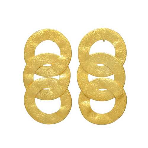 Gold Plated trio Ring Drop Earring Set