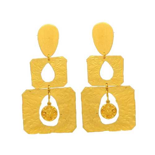 Classic Gold Plated Square Post Earrings