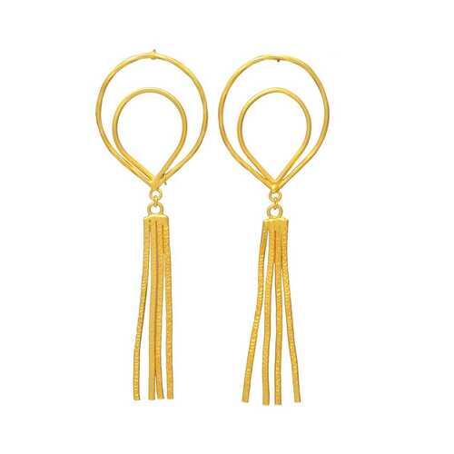 Golden Hoop Earrings with Olympia Tassels
