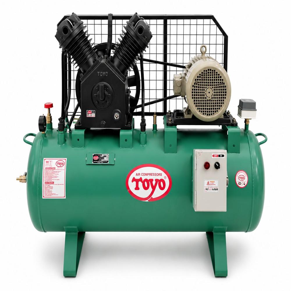 10hp 300 Litres Double Piston Toyo Reciprocating Compressor  - Air Flow Capacity: 47.00 Cubic Meter Per Hour (m3/h)