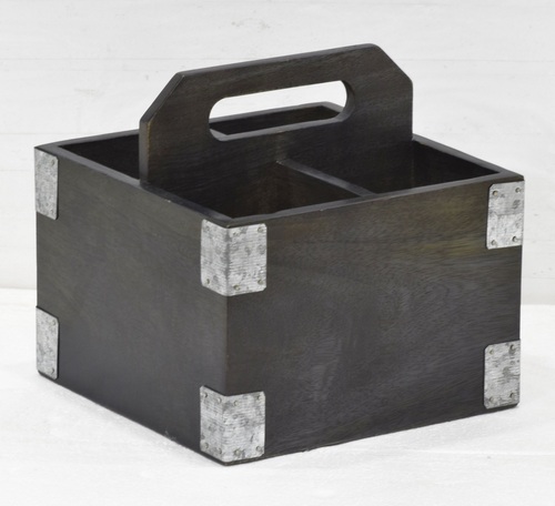 8 Inch Wooden Square Cutlery Holder Metal Strip - Color: Different