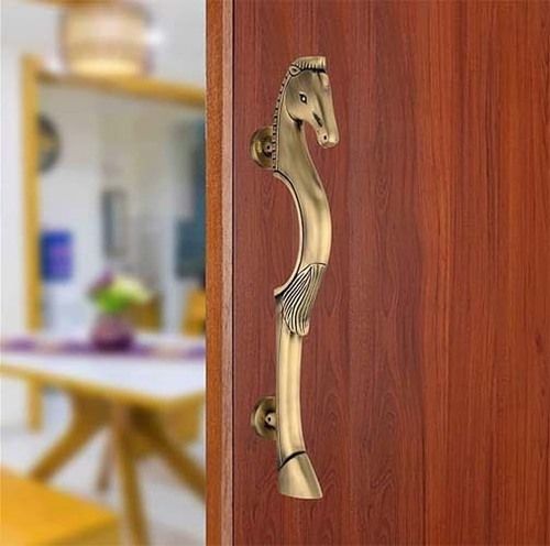 Chitra Brass Horse Shape Heavy Main Door Pull Handle Pack of 1 Pc (16 Inch, Antique Brass Matt)