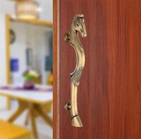 Chitra Brass Horse Shape Heavy Main Door Pull Handle Pack Of 1 Pc (16 Inch, Antique Brass Matt) - Color: Abm