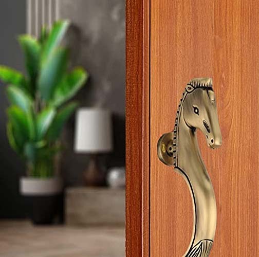 Chitra Brass Horse Shape Heavy Main Door Pull Handle Pack of 1 Pc (16 Inch, Antique Brass Matt)