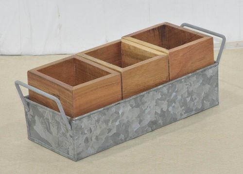 13 inch Wooden 3 Box With Cutlery Tray