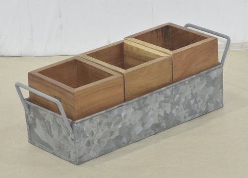 13 inch Wooden 3 Box With Cutlery Tray