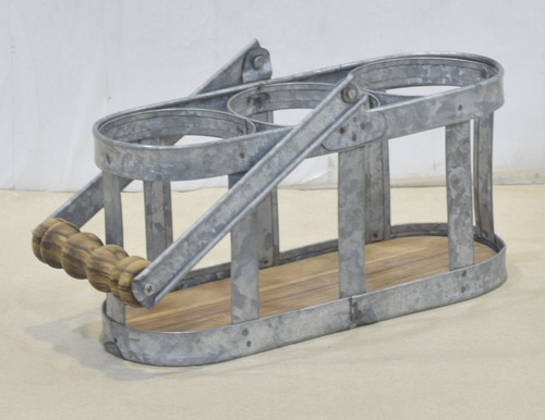 12 Inch Metal Perforated Cutlery Holder With Wood base