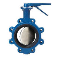 Double Flanged Butterfly Valves - Stainless Steel, Different Size, Blue | Round Shape for Industrial Water Applications