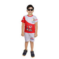 Kids Red And White T-Shirt And Shorts