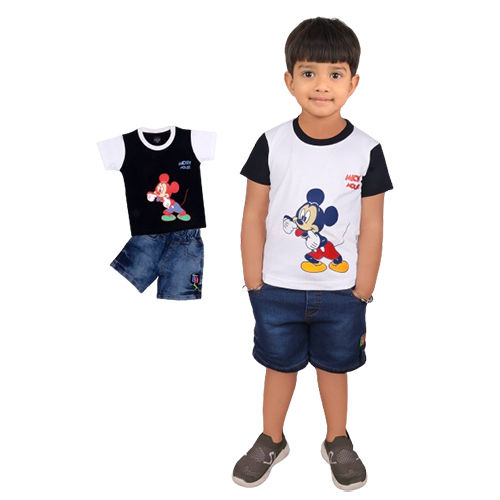 Different Available Kids White And Blue T-Shirt And Shorts