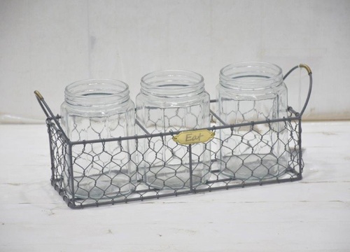 15 Inch Iron Perforated Cutlery Holder - Color: Grey