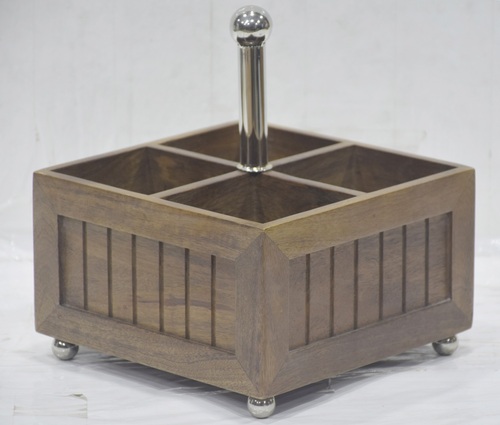 9 Inch Wooden Square Cutlery Tray