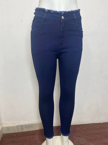 M Moddy 611HW Single Button Slim Fit Frey Hem Blue Women Jeans