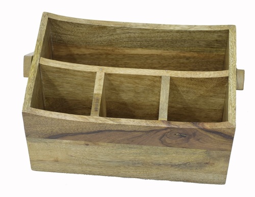 Acacia Wooden Cutlery Holder With Original Finish
