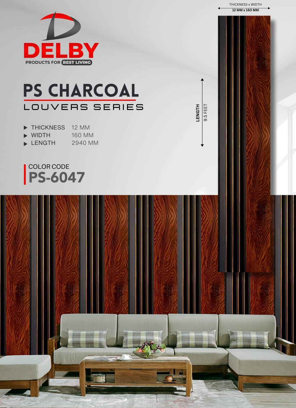 12mm Charcoal Louver Wall Panels (6000 Series)