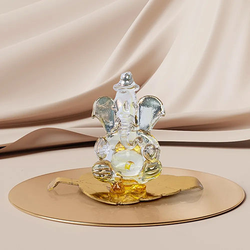 Durable Crystal Glass Ganpati Statues