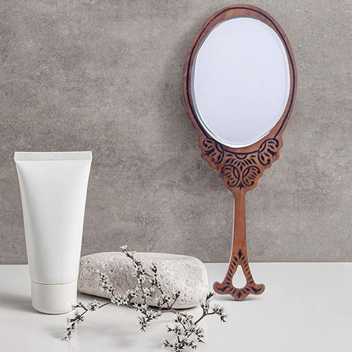 Brown Hand Glass Mirror