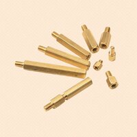 Brass Male Female Spacer - High-quality Brass, Various Sizes, Sleek Polished Golden Finish, Round Head Type For Industrial Use
