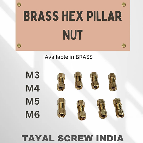 M3 Brass Hex Pillar Nut - Color: Golden