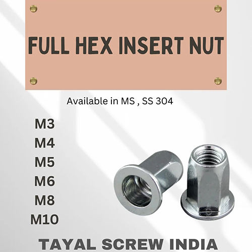 M4 Ss304 Full Hex Insert Nut - Color: Silver