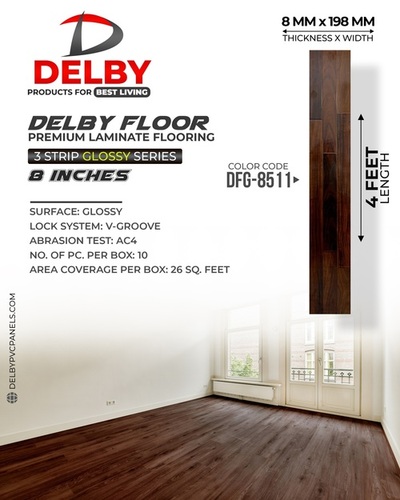 Delby Floor 3-Strip Glossy Wooden Flooring 8Inch Planks - Elegance Redefined for Your Space