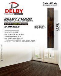 Delby Floor 3-Strip Glossy Wooden Flooring 8Inch Planks - Elegance Redefined for Your Space